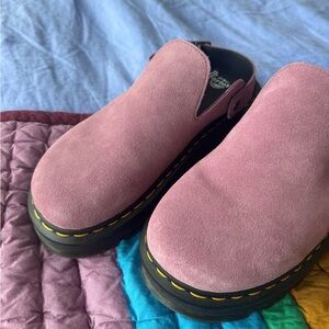 Dr. Martens Pink Suede Slip-On Shoes